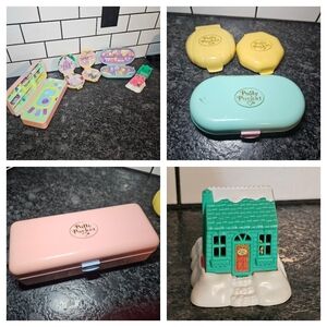 Polly Pocket Bluebird 1990s Lot 5 Compacts Playsets NO Figures‎ Salon Pool Stamp